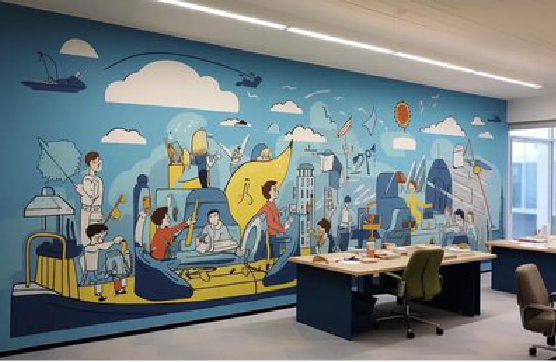 织金办公室墙绘的特点。